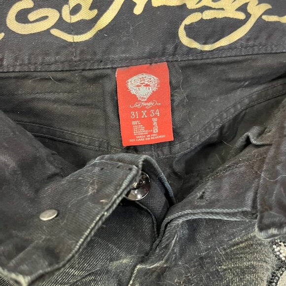 Men's Ed Hardy Swarovski Crystal Skull Jeans - Picture 7 of 7